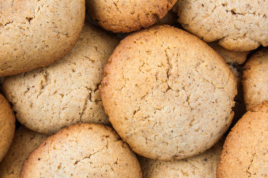 Homemade honey cookies - close up image. Background and textures.