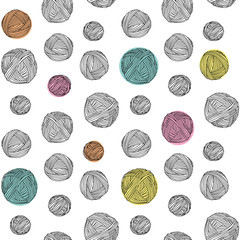 Yarn skeins, seamless background.
