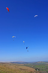 Fototapeta na wymiar Paragliders above Dartmoor
