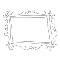 Doodle sketch of a picture frame on white background