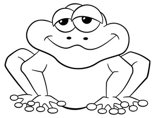 schwarz weißer Cartoon Frosch 