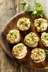 Stuffed mushrooms with salmon and cream