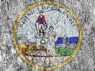 Grudge stone painted US Washington DC seal flag