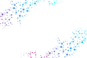 Structure molecule and communication Dna, atom, neurons. Science concept for your design. Connected lines with dots. Medical, technology, chemistry, science background. Vector illustration.