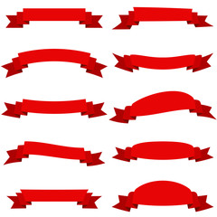 Red ribbons set - obrazy, fototapety, plakaty