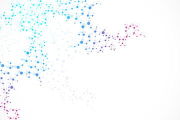 Structure molecule and communication Dna, atom, neurons. Science concept for your design. Connected lines with dots. Medical, technology, chemistry, science background. Vector illustration.