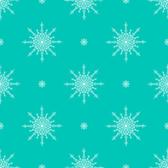 seamless winter wallpaper with white snowflakes on a blue background drawn in vector, the pattern