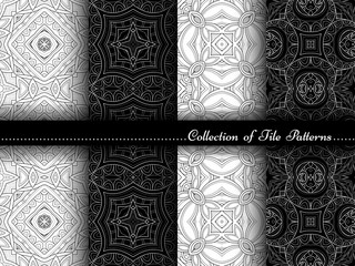 Vector Collection of Black and White Seamless Vintage Patterns