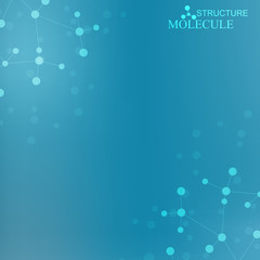 Structure molecule and communication Dna, atom, neurons. Science concept for your design. Connected lines with dots. Medical, technology, chemistry, science background. Vector illustration.