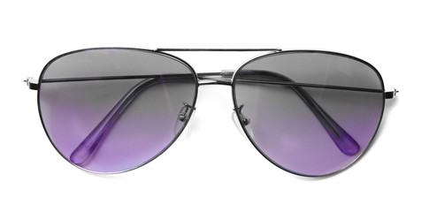 Isolated Aviator Sunglasses with Purple Lenses