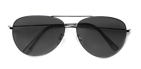 Isolated Aviator Sunglasses with Black Lenses