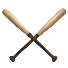 isolated baseball classical wooden bat on white