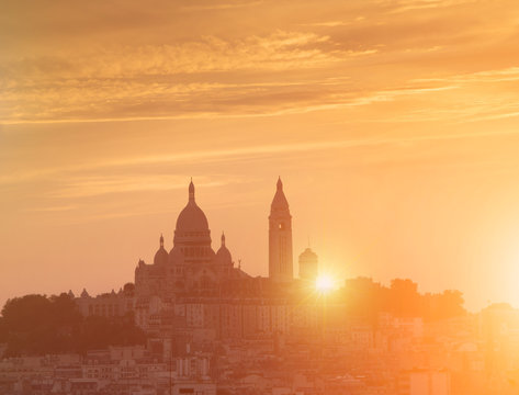 Fototapeta Basilique of Sacre coeur at night, Paris, France