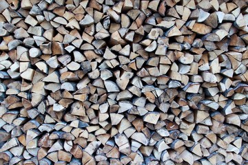 Dry chopped Firewood piled up.