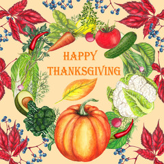 Thanksgiving card in vintage style