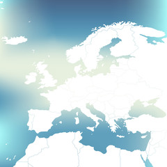 Fototapeta na wymiar Political Map Of Europe. Abstract blurred background. Vector Illustration.