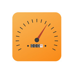Vector button with speedometer gauges in orange color - icon of the application
