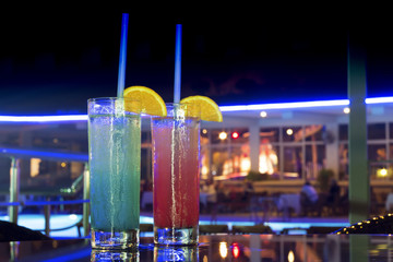 Cocktail drinks with slice of orange