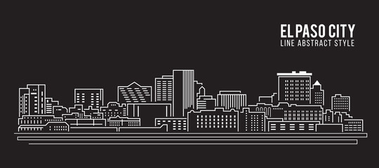 Cityscape Building Line art Vector Illustration design - El Paso city - obrazy, fototapety, plakaty