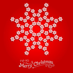 White snowflake on red background