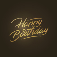 Happy birthday brush script style hand lettering. Vector vintage illustration.