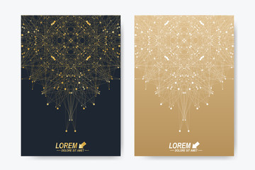 Modern vector template for brochure, Leaflet, flyer, cover, magazine or annual report. A4 . Business, science, medicine and technology design book layout. Abstract presentation with golden mandala