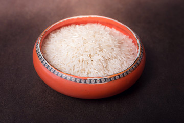 Basmati Rice in an Orange Bowl
