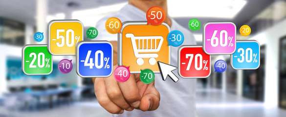 Young man shopping during sales period