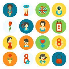 Fototapeta premium Womans Day Icon Set