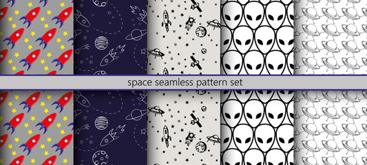 Space seamless pattern set
