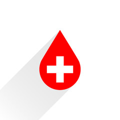 Donate drop blood red sign with white cross