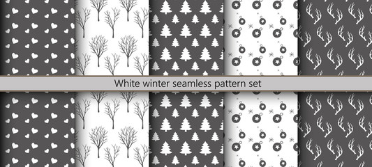 White winter seamless pattern set