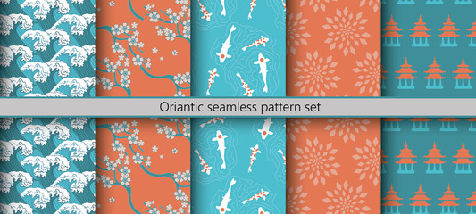 Oriantic seamless pattern set