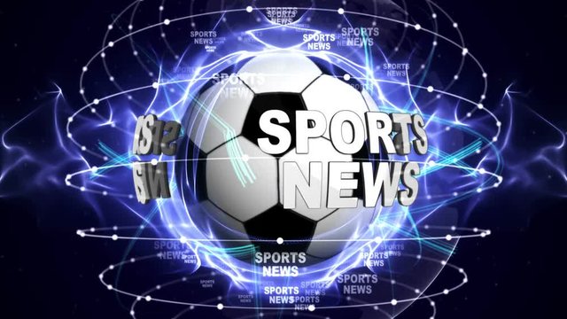SPORTS NEWS Text Animation and Sport Balls, Loop, 4k
