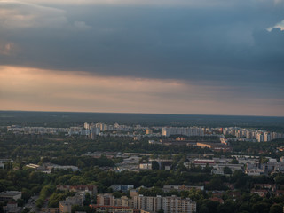 Fototapeta na wymiar Old concrete apartment buildings seen from air