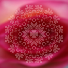 Cute pink wedding lacy square background or wallpaper with lacy mandala