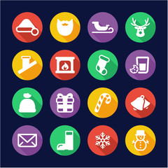Santa Claus Icons Flat Design Circle