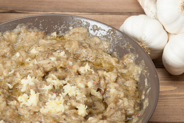 Baba Ganoush Traditional Middle-Eastern Dish. Cooking Process. P