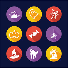 Halloween Icons Flat Design Circle