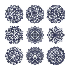 Set of mandalas. Indian wedding meditation.