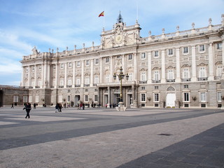 Fototapeta na wymiar Royal Palace of Madrid, View from the Plaza de la Armeria