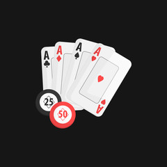 Four Aces And Casino Chip Game Of Poker