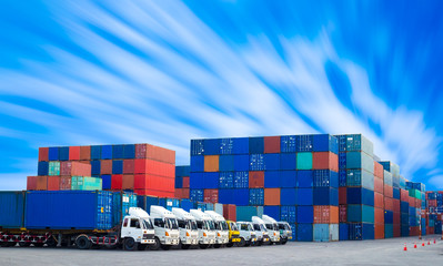 Containers shipping and Trucks for import-export commercial logistic ,shipping business industry