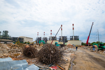 Demolition site or construction site of power plant