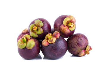 Mangosteen fruit on white background