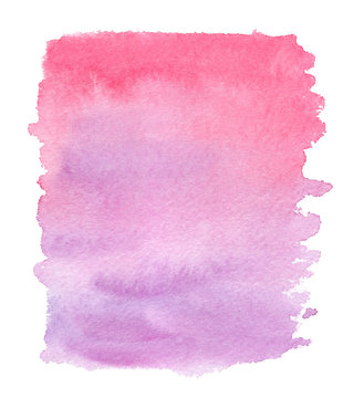 Pink to purple gradient painted in watercolor on clean white background