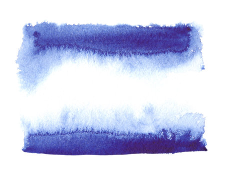 Dark Blue Border Painted In Watercolor On Clean White Background