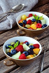 Homemade fruit and berry salad. Healthy dessert