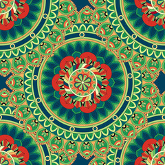 Ornate floral seamless texture, endless pattern with vintage mandala elements.