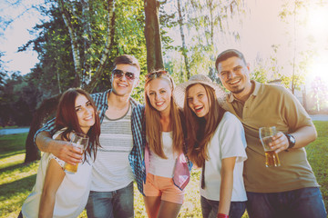 Сheerful friends on picnic